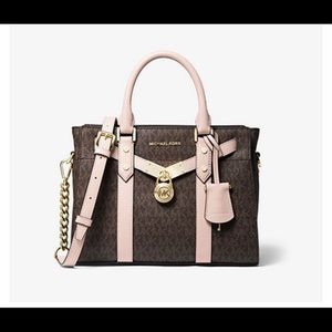 Michael Kors Nouveau Hamilton Small Logo and Leather Satchel